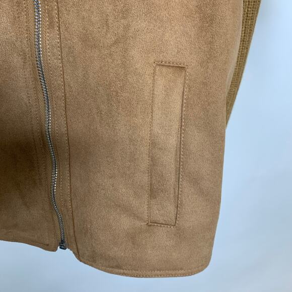 Ann Taylor Camel Asymmetric Zip Cardigan Sweater Sz Large - Picture 3 of 5